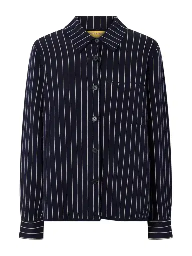 Guest In Residence Pinstriped Cotton And Silk-blend Shirt Cardigan | Thumbnail 1