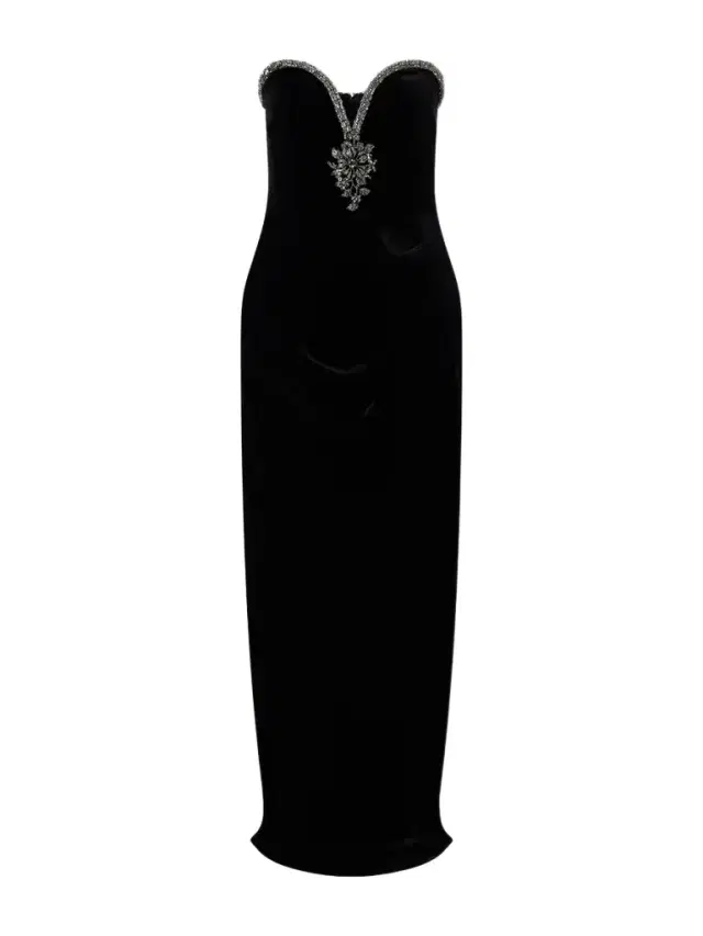 Self-Portrait Crystal-embellished Velvet Maxi Dress