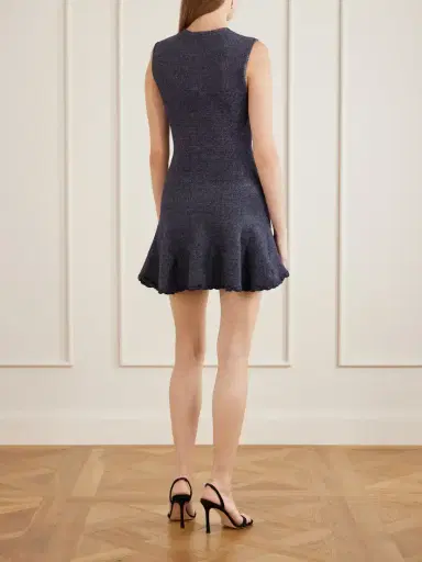 Self-Portrait Scalloped Knitted Cotton-blend Mini Dress | Thumbnail 3