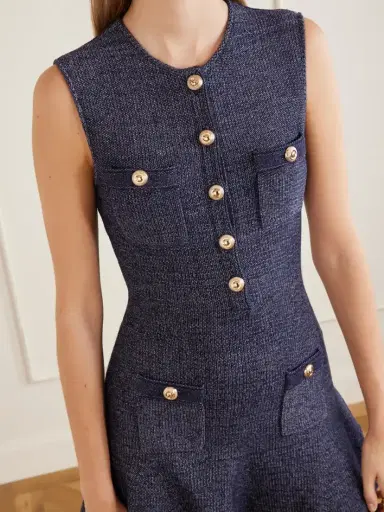 Self-Portrait Scalloped Knitted Cotton-blend Mini Dress | Thumbnail 4