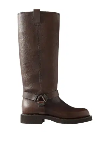 Brunello Cucinelli Bead-embellished Leather Biker Boots | Thumbnail 1 Brunello Cucinelli Bead-embellished Leather Biker Boots | Thumbnail 1