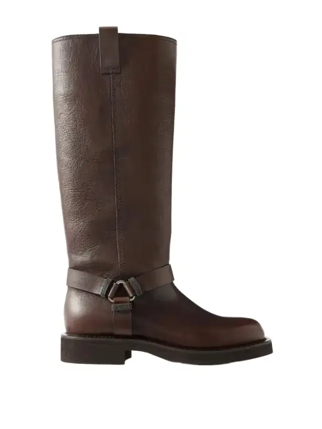 Brunello Cucinelli Bead-embellished Leather Biker Boots