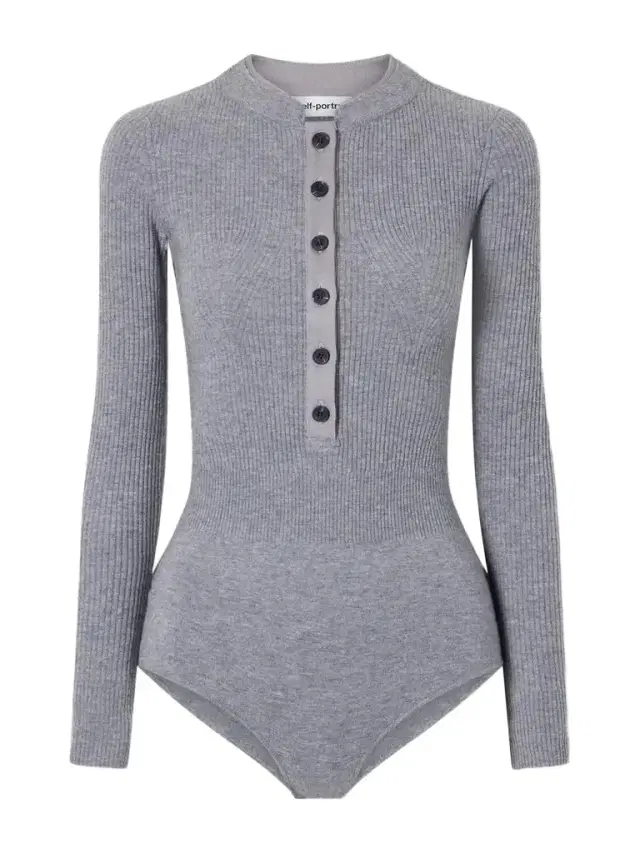 Self-Portrait Ribbed Wool-blend Playsuit