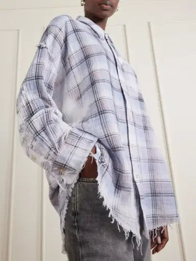 R13 Distressed Checked Crinkled-cotton Gauze Shirt | Thumbnail 4