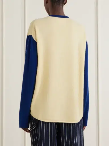 Guest In Residence Baseball Two-tone Cashmere Sweater | Thumbnail 4 Guest In Residence Baseball Two-tone Cashmere Sweater | Thumbnail 4