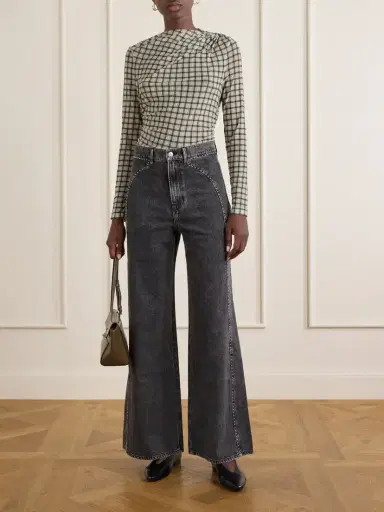 Veronica Beard Grant Studded High-rise Wide-leg Jeans | Thumbnail 2 Veronica Beard Grant Studded High-rise Wide-leg Jeans | Thumbnail 2