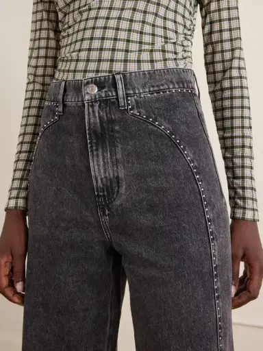 Veronica Beard Grant Studded High-rise Wide-leg Jeans | Thumbnail 5 Veronica Beard Grant Studded High-rise Wide-leg Jeans | Thumbnail 5