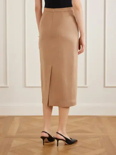 Max Mara Camel Wool Midi Skirt | Thumbnail 4