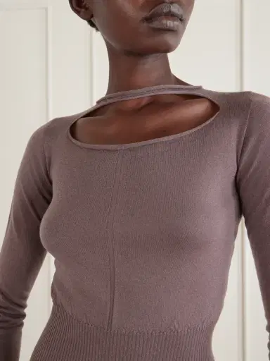 Rick Owens Cropped Cut-out Virgin Wool Sweater | Thumbnail 4 Rick Owens Cropped Cut-out Virgin Wool Sweater | Thumbnail 4