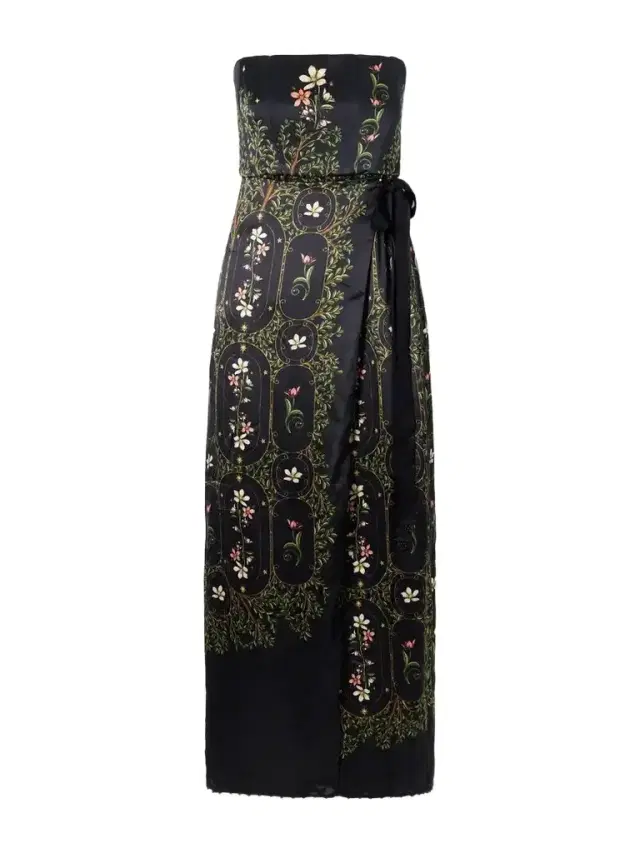 Agua by Agua Bendita Floral-print Embellished Satin Midi Dress