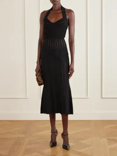 Balmain Flechage Halterneck Knit Jersey Midi Dress | Thumbnail 2