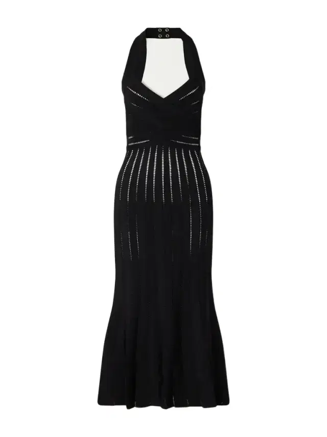 Balmain Flechage Halterneck Knit Jersey Midi Dress