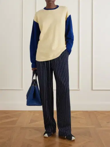 Guest In Residence Carpenter Pinstriped Cotton And Silk-blend Knit Straight-leg Pants | Thumbnail 2