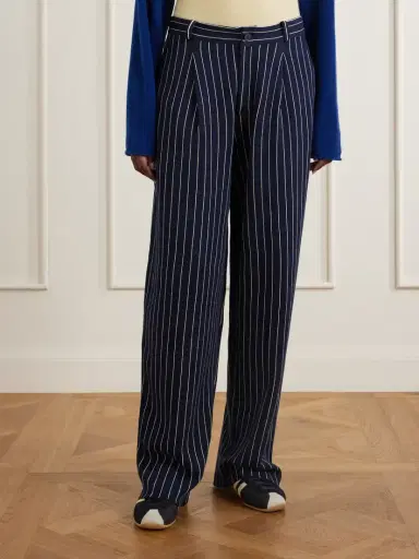 Guest In Residence Carpenter Pinstriped Cotton And Silk-blend Knit Straight-leg Pants | Thumbnail 3