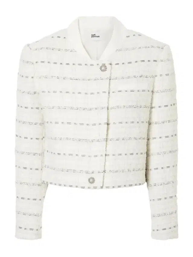 Self-Portrait Cropped Metallic Bouclè Jacket