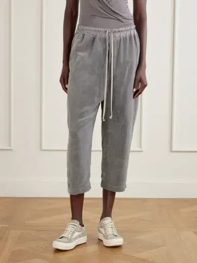 Rick Owens Astaires Cropped Velvet Mid-rise Tapered Pants | Thumbnail 3 Rick Owens Astaires Cropped Velvet Mid-rise Tapered Pants | Thumbnail 3
