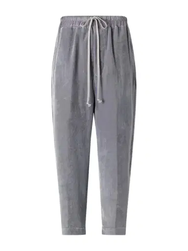 Rick Owens Astaires Cropped Velvet Mid-rise Tapered Pants | Thumbnail 1 Rick Owens Astaires Cropped Velvet Mid-rise Tapered Pants | Thumbnail 1