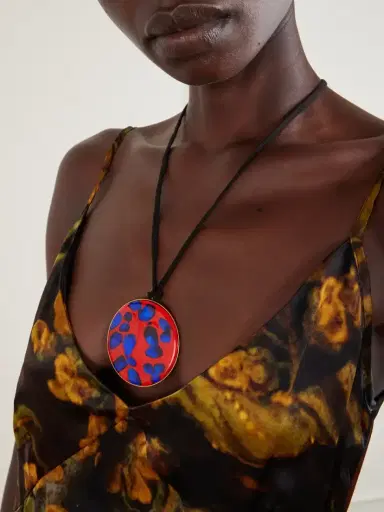 Dries Van Noten Gold-tone, Enamel And Cord Necklace | Thumbnail 2 Dries Van Noten Gold-tone, Enamel And Cord Necklace | Thumbnail 2