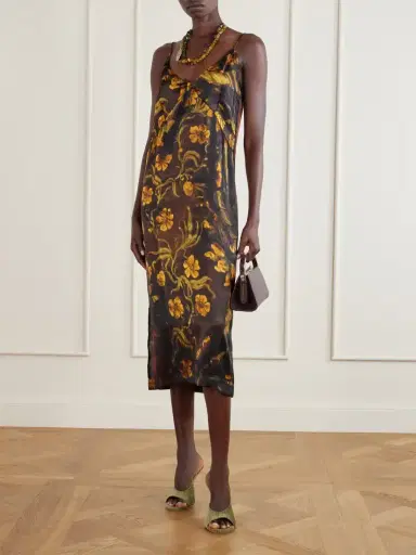 Dries Van Noten Floral-print Silk-satin Midi Dress | Thumbnail 2