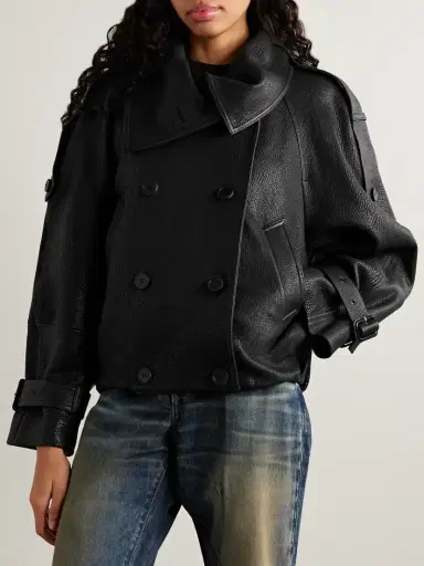 Acne Studios Double-breasted Textured-leather Jacket | Thumbnail 3
