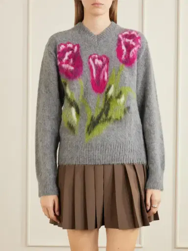 Maison Margiela Floral Intarsia-knit Brushed Wool-blend Sweater | Thumbnail 3 Maison Margiela Floral Intarsia-knit Brushed Wool-blend Sweater | Thumbnail 3