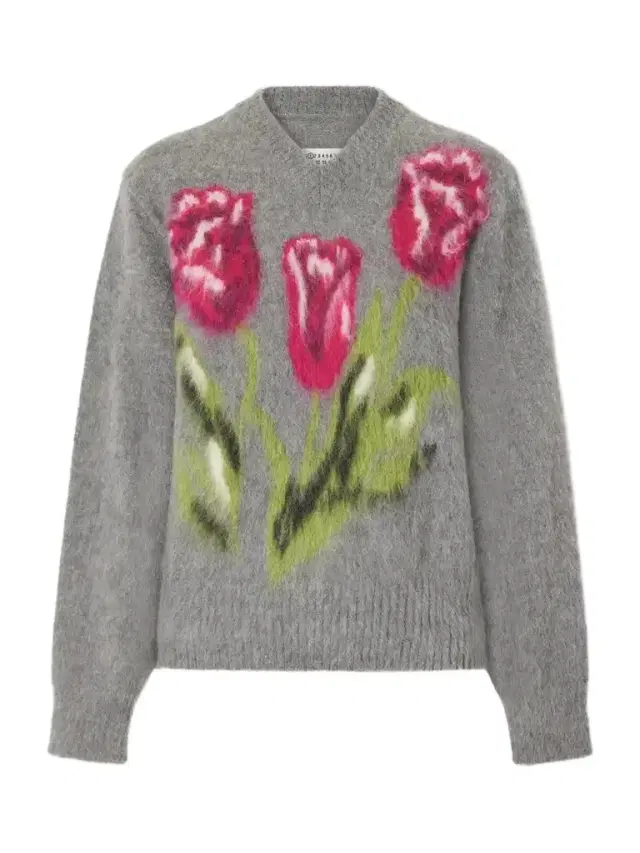 Maison Margiela Floral Intarsia-knit Brushed Wool-blend Sweater
