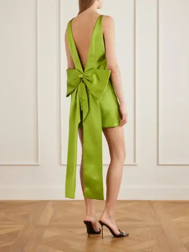 Self-Portrait Bow-detailed Satin Mini Dress | Thumbnail 3
