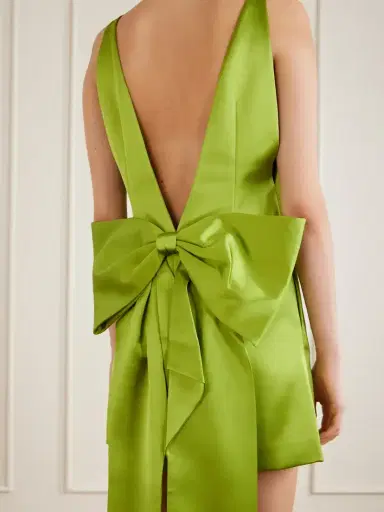 Self-Portrait Bow-detailed Satin Mini Dress | Thumbnail 4