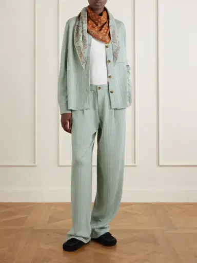 Guest In Residence Pinstriped Cotton And Silk-blend Shirt Cardigan | Thumbnail 2