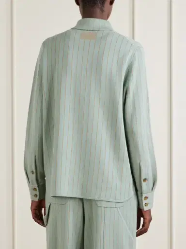Guest In Residence Pinstriped Cotton And Silk-blend Shirt Cardigan | Thumbnail 4