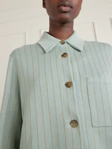 Guest In Residence Pinstriped Cotton And Silk-blend Shirt Cardigan | Thumbnail 5