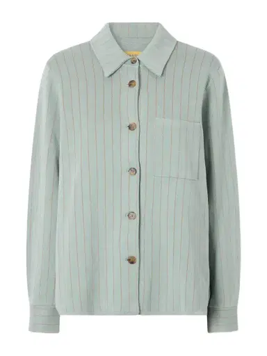Guest In Residence Pinstriped Cotton And Silk-blend Shirt Cardigan | Thumbnail 1
