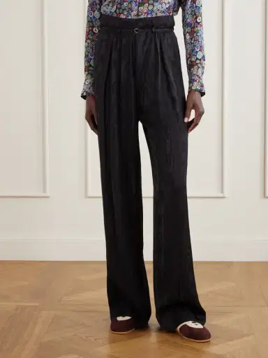 Dries Van Noten Belted Moiré High-waist Wide-leg Pants | Thumbnail 3 Dries Van Noten Belted Moiré High-waist Wide-leg Pants | Thumbnail 3