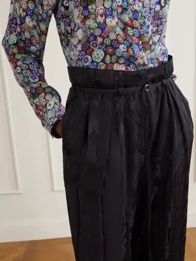 Dries Van Noten Belted Moiré High-waist Wide-leg Pants | Thumbnail 5 Dries Van Noten Belted Moiré High-waist Wide-leg Pants | Thumbnail 5
