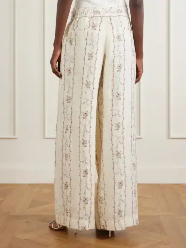 Agua by Agua Bendita Tota Navegante Floral-embroidered Linen Wide-leg Pants | Thumbnail 4