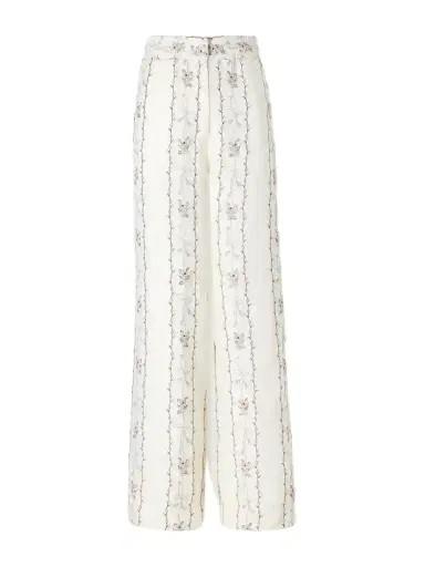 Agua by Agua Bendita Tota Navegante Floral-embroidered Linen Wide-leg Pants | Thumbnail 1