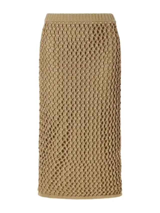 Diotima Spice Bead-embellished Crocheted Cotton-blend Midi Skirt