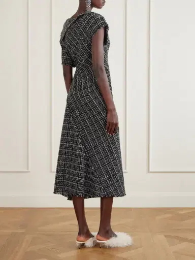 Erdem Asymmetric Cotton-blend Tweed Midi Dress | Thumbnail 3 Erdem Asymmetric Cotton-blend Tweed Midi Dress | Thumbnail 3