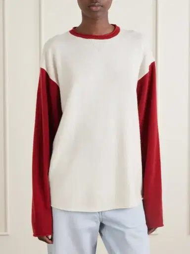 Guest In Residence Baseball Two-tone Cashmere Sweater | Thumbnail 3 Guest In Residence Baseball Two-tone Cashmere Sweater | Thumbnail 3