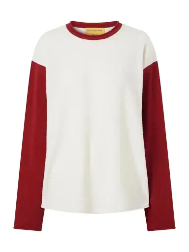 Guest In Residence Baseball Two-tone Cashmere Sweater | Thumbnail 1 Guest In Residence Baseball Two-tone Cashmere Sweater | Thumbnail 1