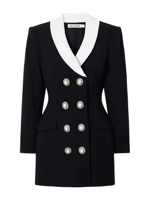 Self-Portrait Double-breasted Wool-crepe Mini Dress