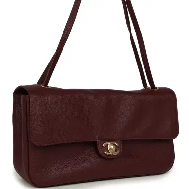 Chanel Chanel Maxi "Souplissimo" Small Flap Bag Burgundy Grained Calfskin Gold Hardware | Thumbnail 2