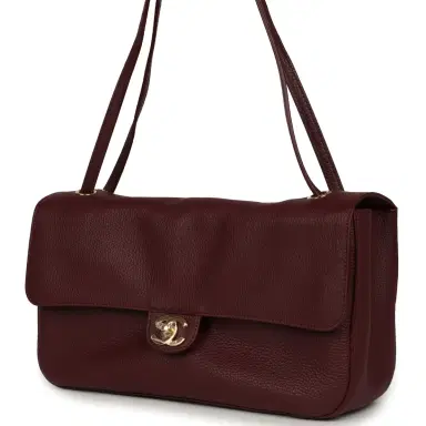 Chanel Chanel Maxi "Souplissimo" Small Flap Bag Burgundy Grained Calfskin Gold Hardware | Thumbnail 5