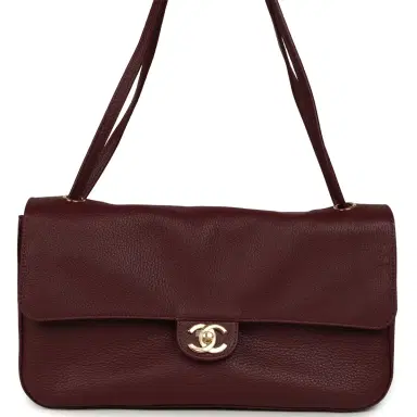 Chanel Chanel Maxi "Souplissimo" Small Flap Bag Burgundy Grained Calfskin Gold Hardware | Thumbnail 1