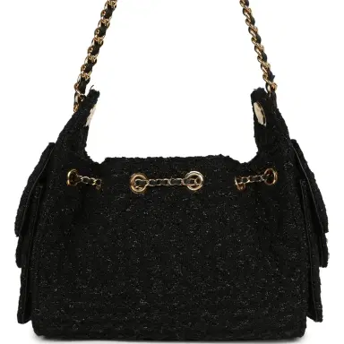 Chanel Chanel Mini 25 Hobo Bag Black Tweed Bouclé Gold Hardware | Thumbnail 4 Chanel Chanel Mini 25 Hobo Bag Black Tweed Bouclé Gold Hardware | Thumbnail 4