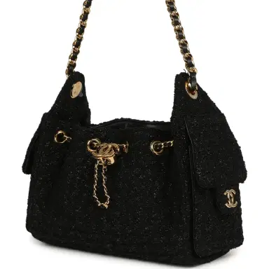 Chanel Chanel Mini 25 Hobo Bag Black Tweed Bouclé Gold Hardware | Thumbnail 5 Chanel Chanel Mini 25 Hobo Bag Black Tweed Bouclé Gold Hardware | Thumbnail 5