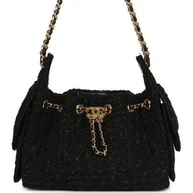 Chanel Chanel Mini 25 Hobo Bag Black Tweed Bouclé Gold Hardware | Thumbnail 1 Chanel Chanel Mini 25 Hobo Bag Black Tweed Bouclé Gold Hardware | Thumbnail 1