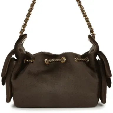 Chanel Chanel Mini 25 Hobo Bag Dark Khaki Pony Hair Gold Hardware | Thumbnail 4