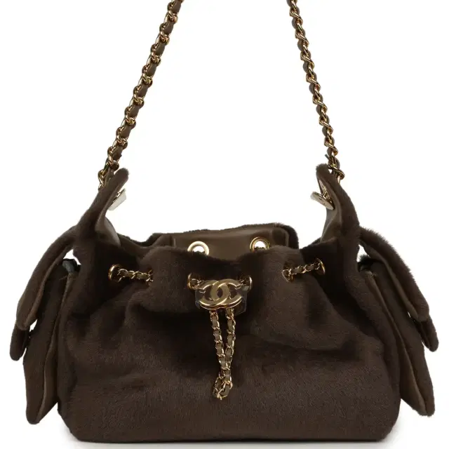 Chanel Mini 25 Hobo Bag Dark Khaki Pony Hair Gold Hardware