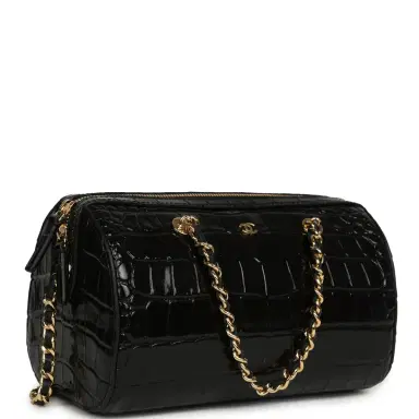 Chanel Chanel Mini Timeless Classic Barrel Bag with Chain Black Croc Embossed Calfskin Gold Hardware | Thumbnail 2